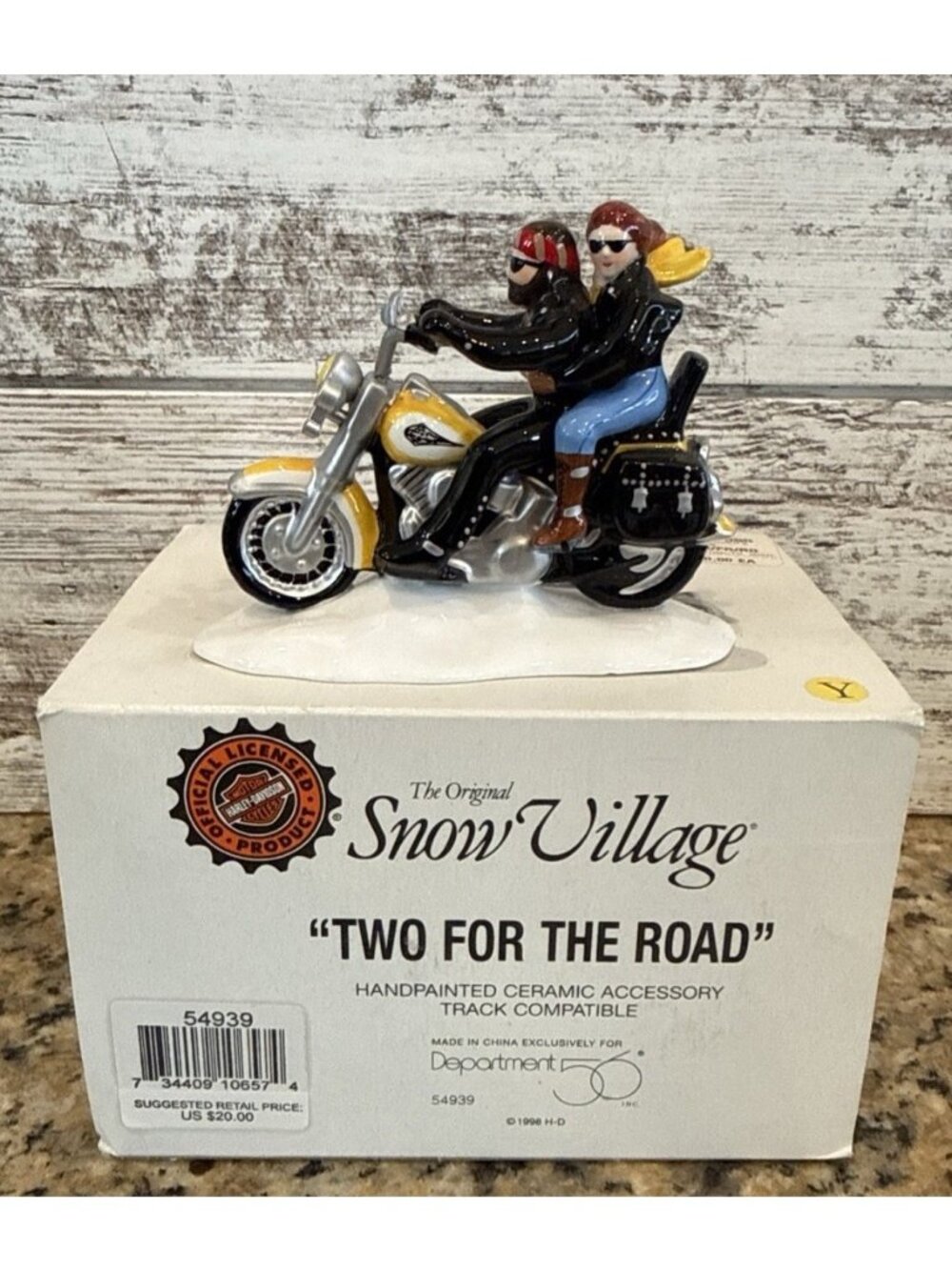 VTG 1998 Department 56 Harley-Davidson "Two For The Road" Snow Village W/Box EUC
